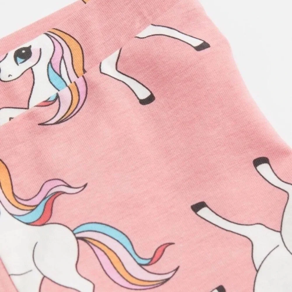 H&M Girls Size 6-7 Unicorn Pink Long Sleeve Shirt & Leggings Set